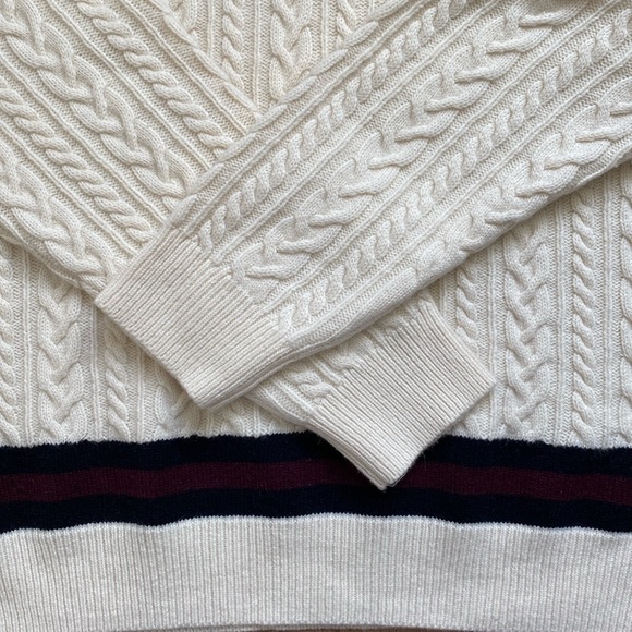 New!🍁Polo Ralph Lauren Cable Knit Alpaca Wool V-Neck Jumper Varsity Sweater XXL - Picture 8 of 15